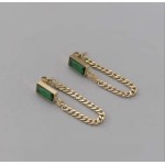 Green Zircon Rectangle Earrings 