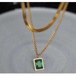 Green Zircon Chain Necklace 