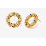 Circle Inlaid Colorful Earrings 